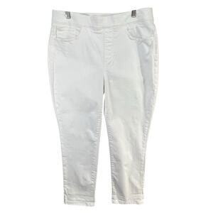 Soft Surroundings Crop Jeans Women M White Denim Stretch High Rise Pull On Pant